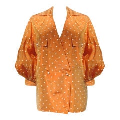 Vintage CHRISTIAN DIOR Sherbet Polka Dot Blouse