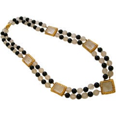18k Crystal and Onyx Necklace by R.Stone, c1970