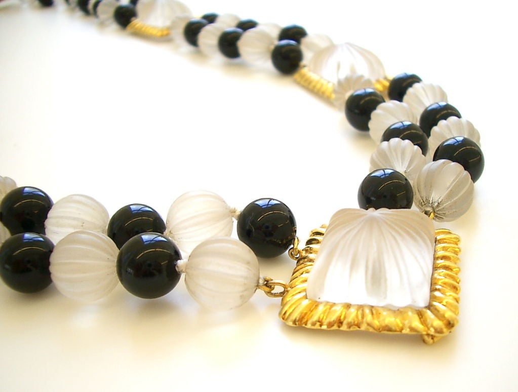 18k Crystal and Onyx Necklace by R.Stone, c1970