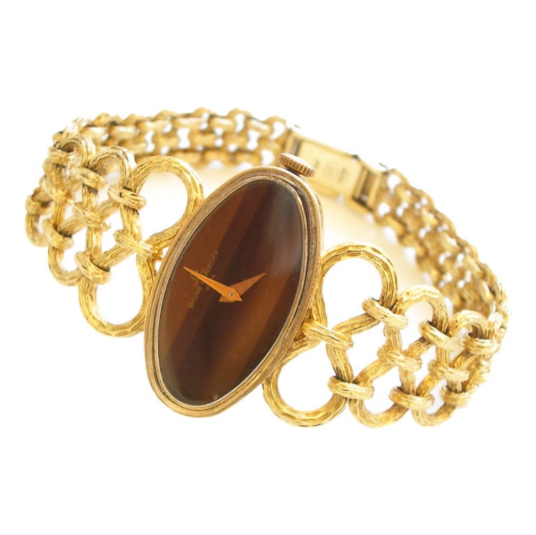 Gold and Tiger's Eye Watch by Baume and Mercier c1960