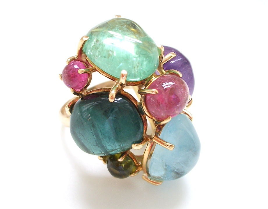 A Massive Gold and Multi-colored Gemstone Ring, circa 1950