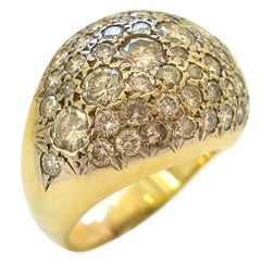 18k Gold and Diamond Bombe Ring, circa 1960