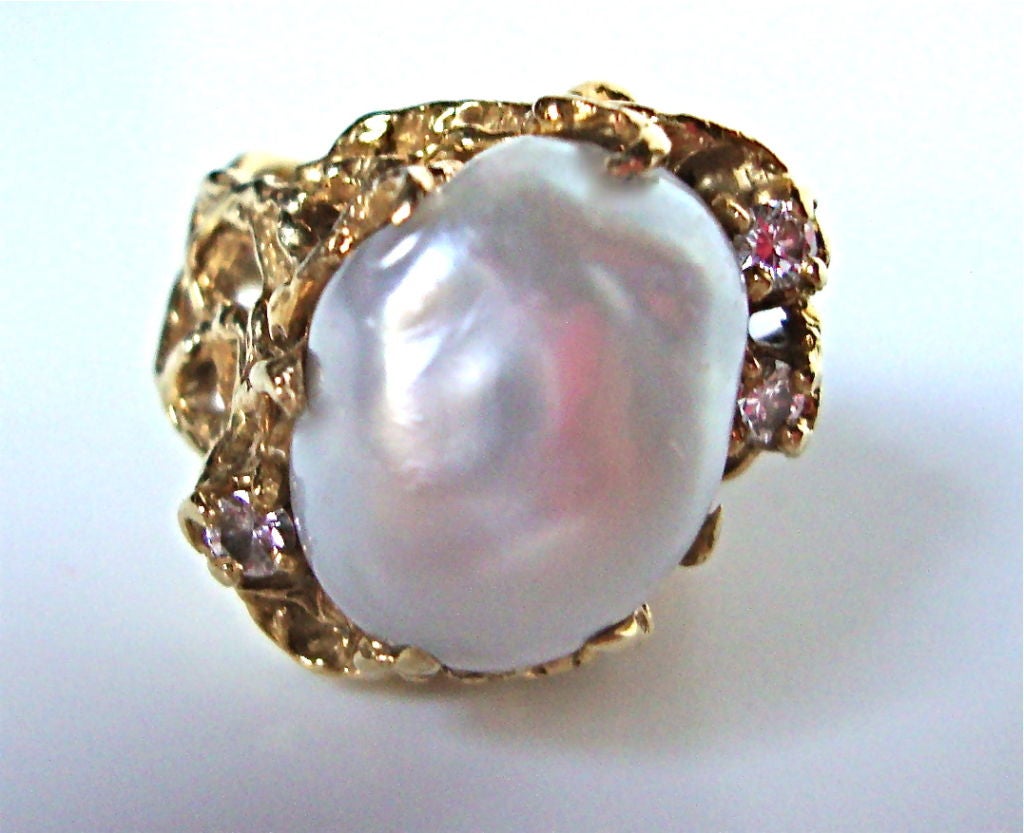 Women's ARTHUR KING, An 18k Gold, Pearl and Diamond Ring c1970