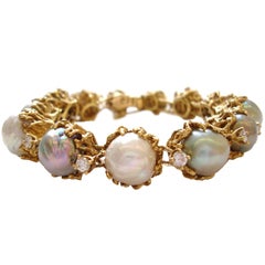 ARTHUR KING, 18k Pearl and Diamond Bracelet, circa 1970