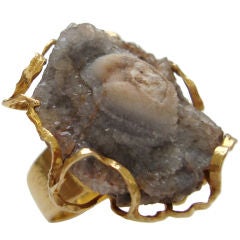 An 18k Gold and Agate Ring, circa 1970