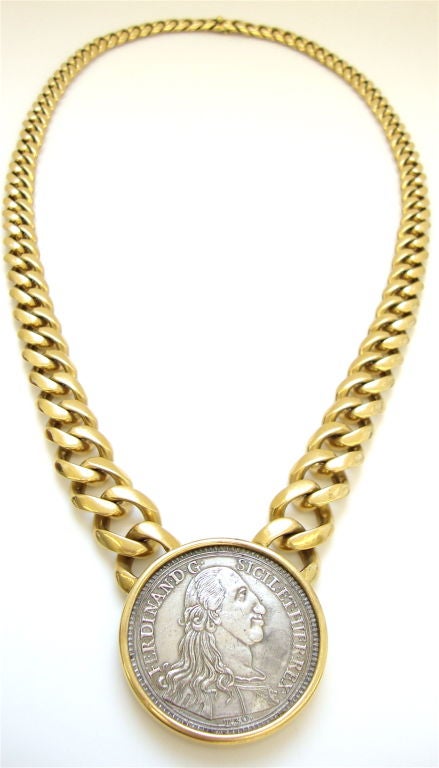 A massive coin necklace by BVLGARI. The 28