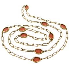 18k Coral Longchain, French, c.1970