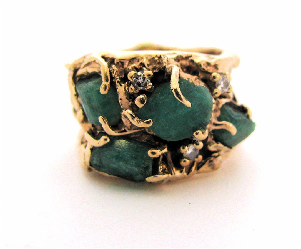 raw emerald ring