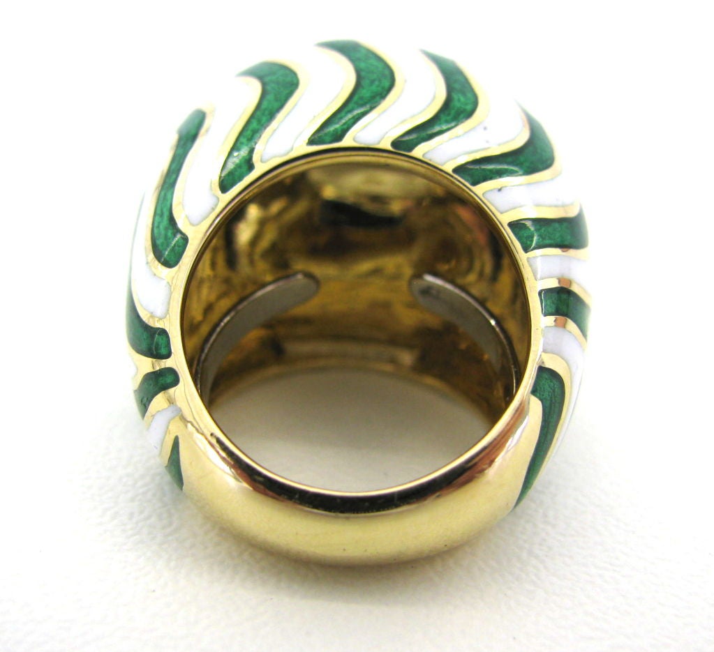 Women's David Webb Enamel Gold Bombe Cocktail Ring