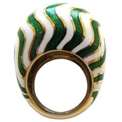 David Webb Enamel Gold Bombe Cocktail Ring