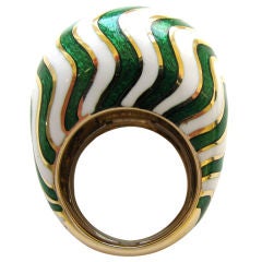 David Webb Enamel Gold Bombe Cocktail Ring