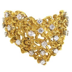 A Modernist Freeform Diamond and Gold Bracelet c1970 10