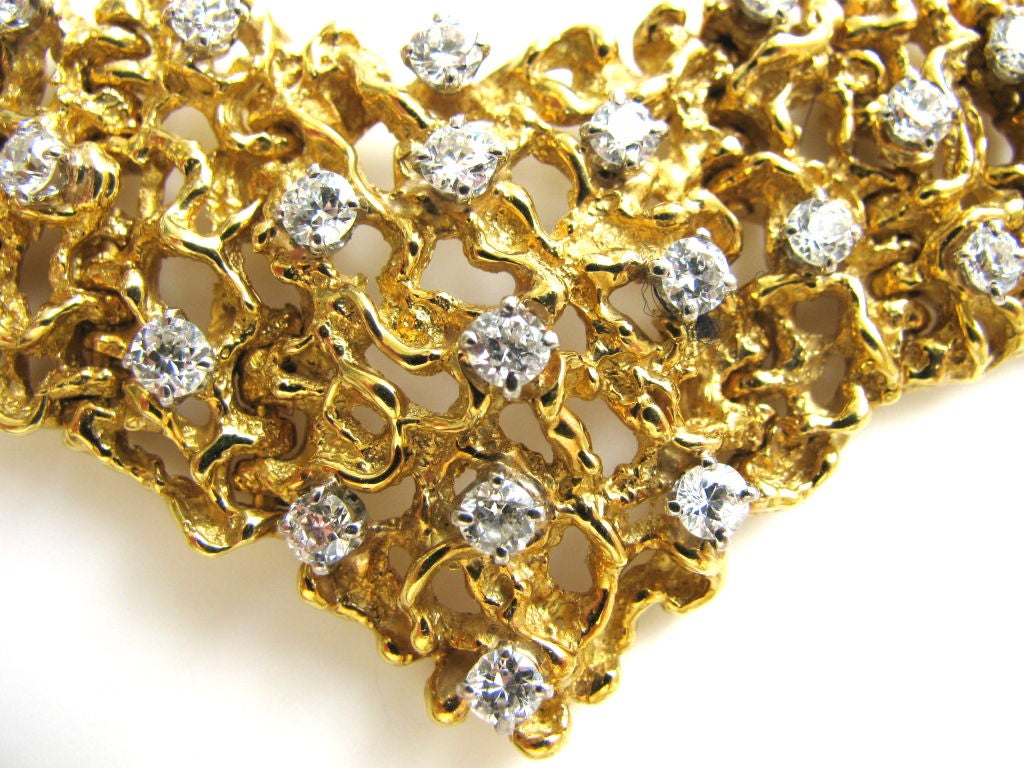 Women's A Modernist Freeform Diamond and Gold Bracelet c1970