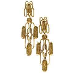 A Pair of Gold Ear Clips, circa 1960