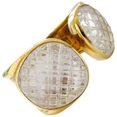 DAVID WEBB Gold and Rock Crystal Cuff Bracelet