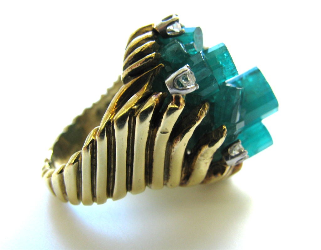 A Gold, Emerald and Diamond Ring, c 1960 1
