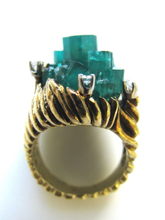 A Gold, Emerald and Diamond Ring, c 1960 4