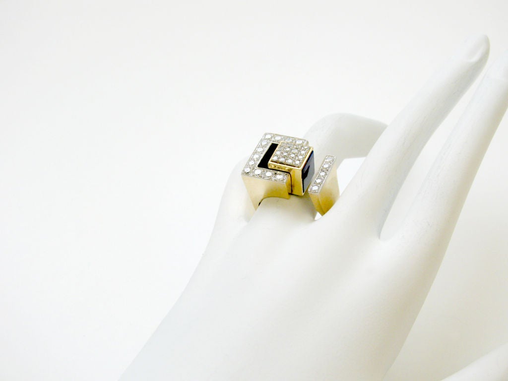 Women's Diamond Lapis Malachite and Tigers Eye Interchangable Ring