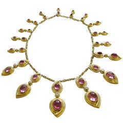A Gold and Pink Tourmaline Necklace c1980