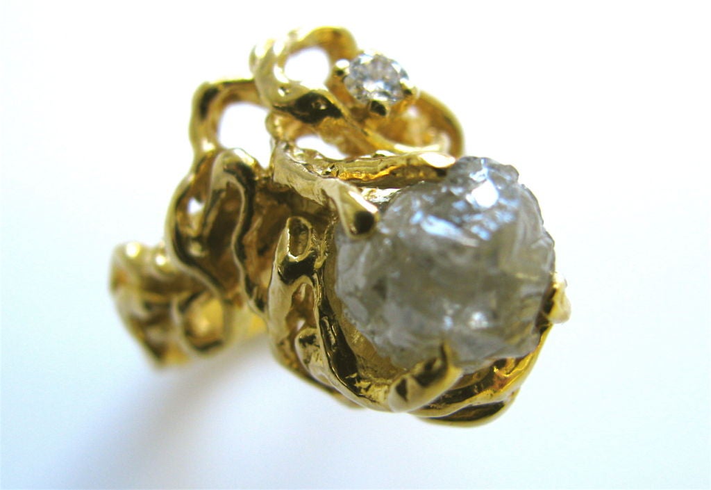 A Gold and Uncut Diamond Ring