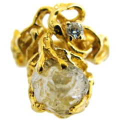 A Gold and Uncut Diamond Ring