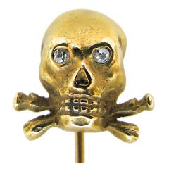 A 19th Century Gold and Diamond Skull Stickpin
