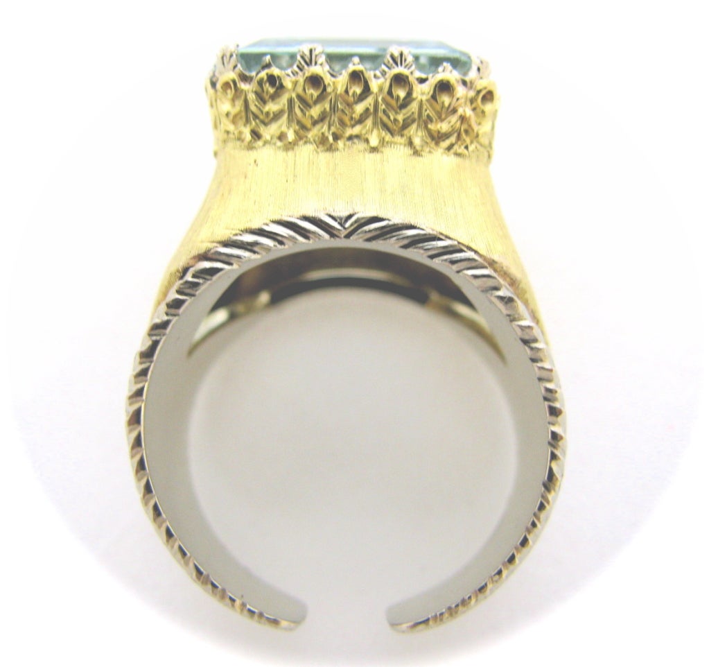 Buccellati Aquamarine Gold Ring In Excellent Condition In Cincinnati, OH