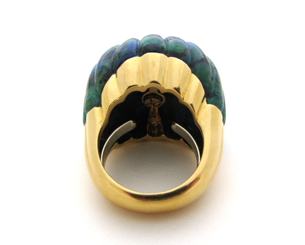 Women's DAVID WEBB, A Gold, Ruby and Azure-Malachite Bombe Ring