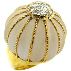A Gold Diamond and Rock Crystal Cocktail Ring, Italian, c1960