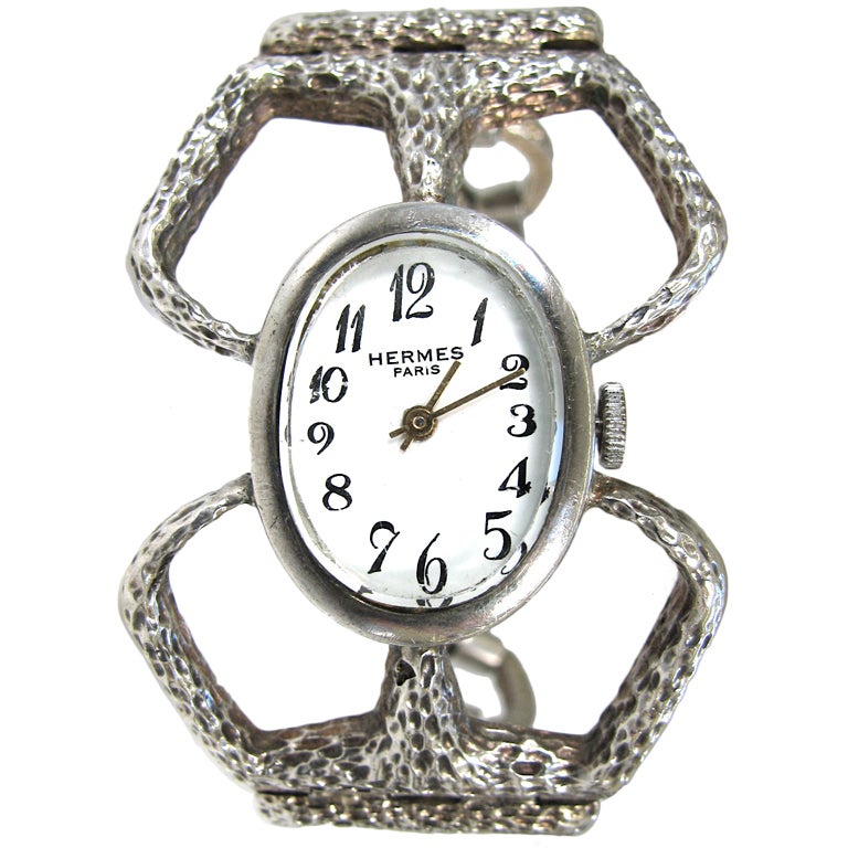HERMES, A Sterling Silver Wristwatch, c1960