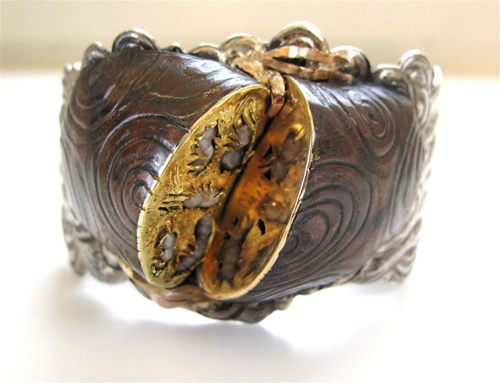 Women's MARGARET BARNABY, a Silver, Gold and Enamel Bracelet, c 1970