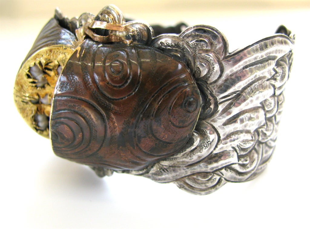 MARGARET BARNABY, a Silver, Gold and Enamel Bracelet, c 1970 2