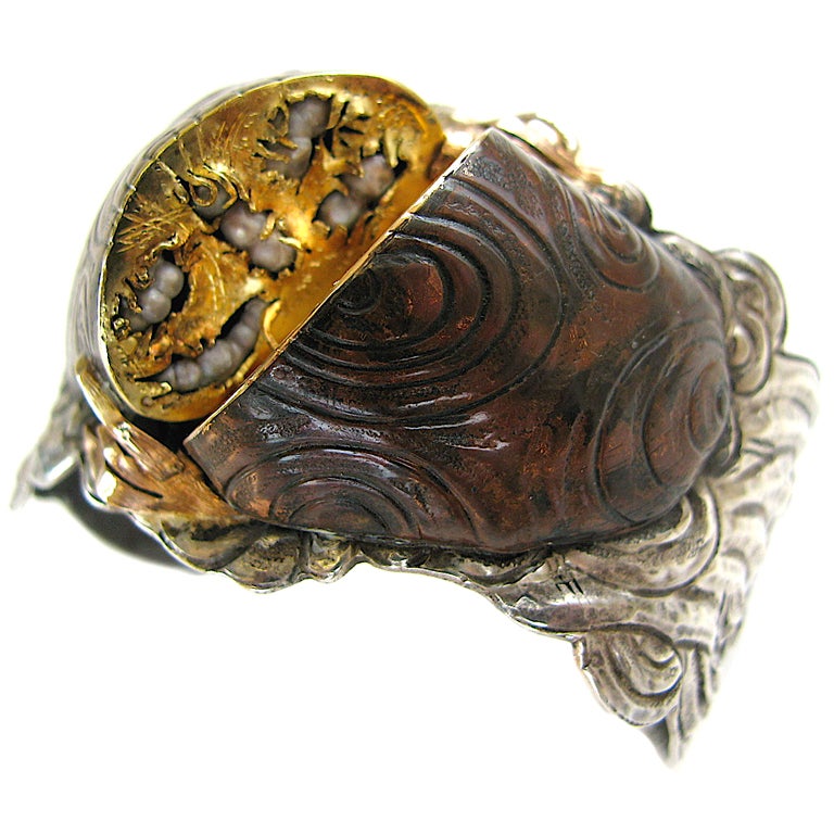 MARGARET BARNABY, a Silver, Gold and Enamel Bracelet, c 1970