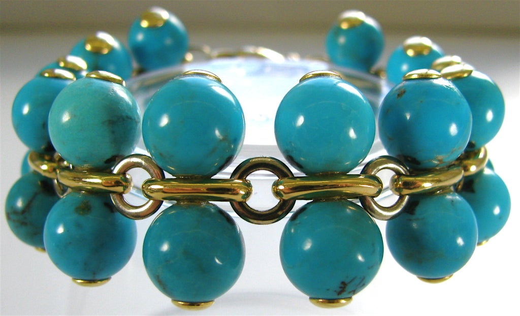 A stylish turquoise bracelet, Italy. The 8