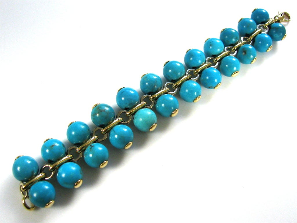 Women's Turquoise Gold Bracelet Italy circa 1970