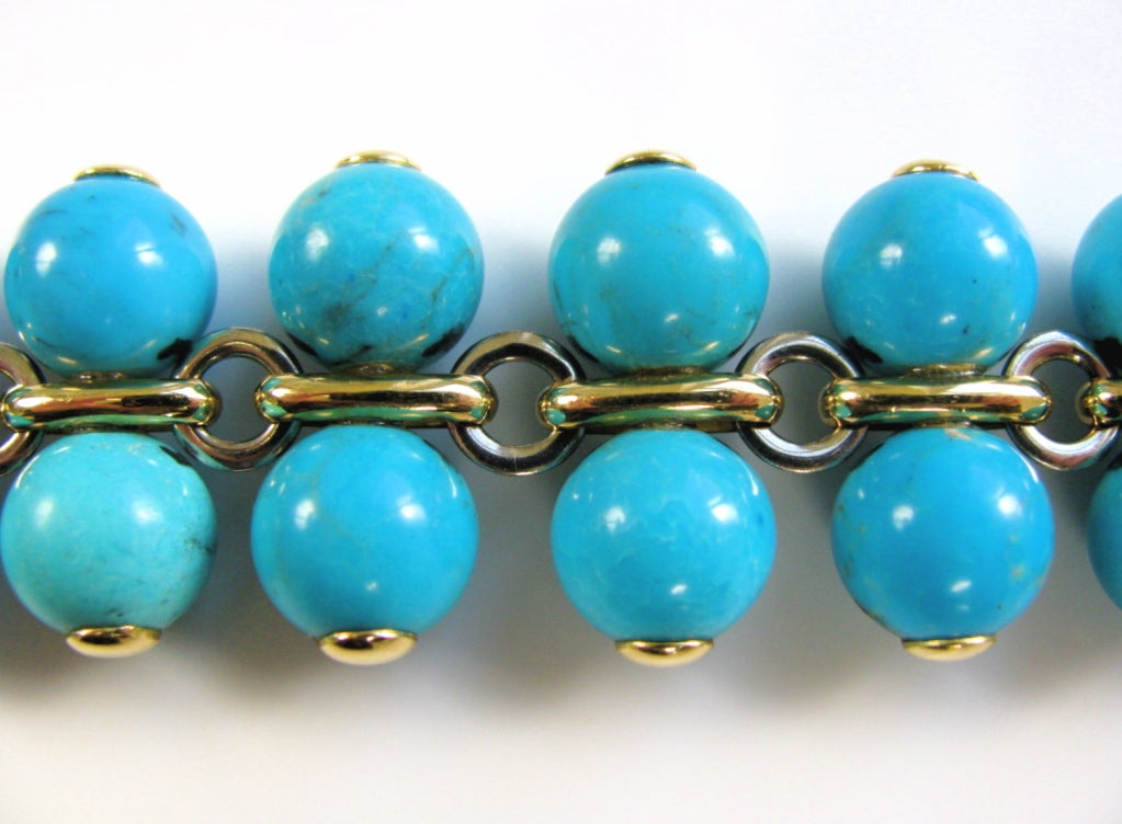 Turquoise Gold Bracelet Italy circa 1970 1