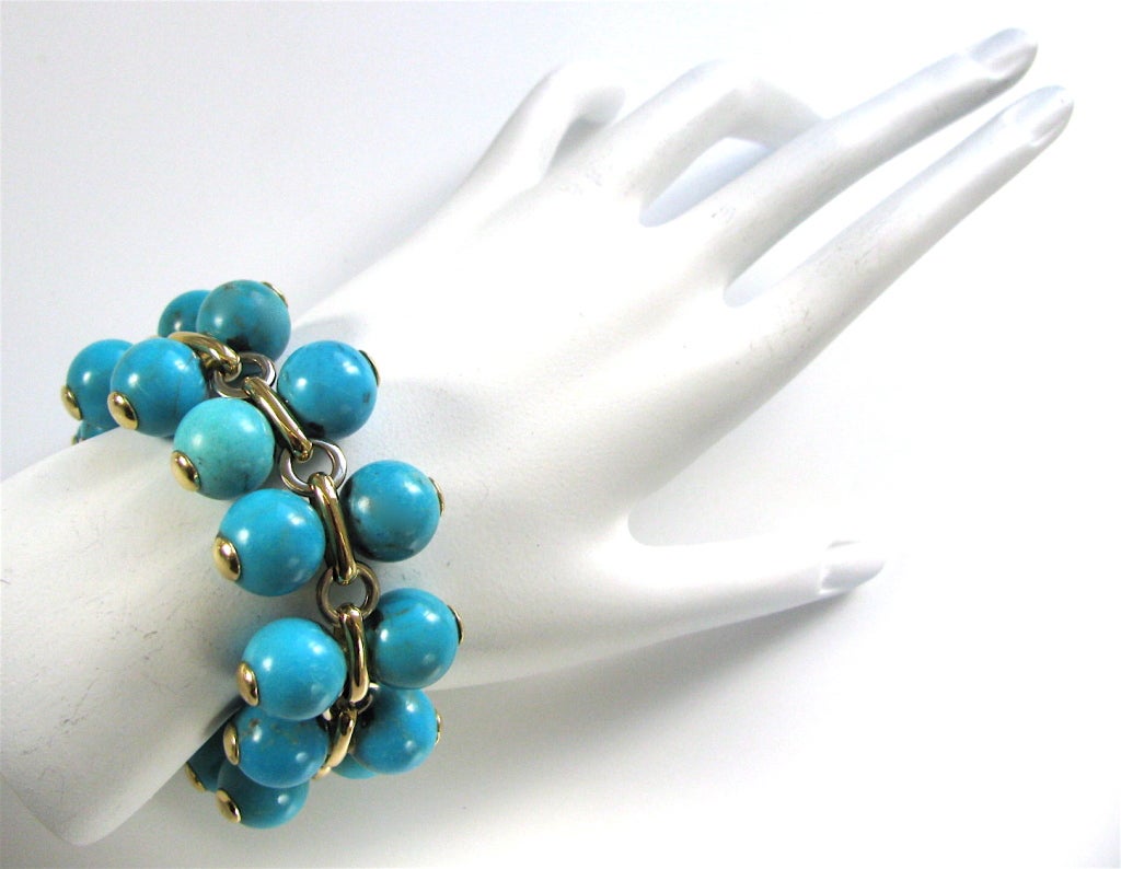 Turquoise Gold Bracelet Italy circa 1970 2