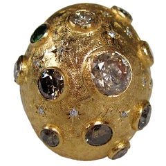 A Colored Diamond Bombe Ring, c 1960