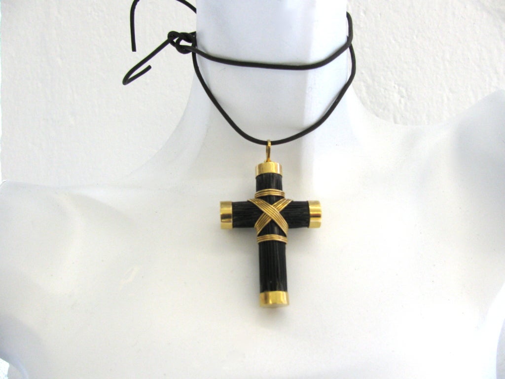 Women's or Men's An Elelphant Hair Cross Pendant, c 1970