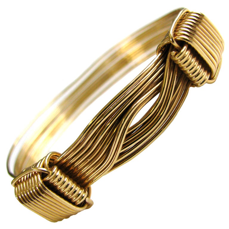 Gucci Gold Elephant Hair Bangle Bracelet