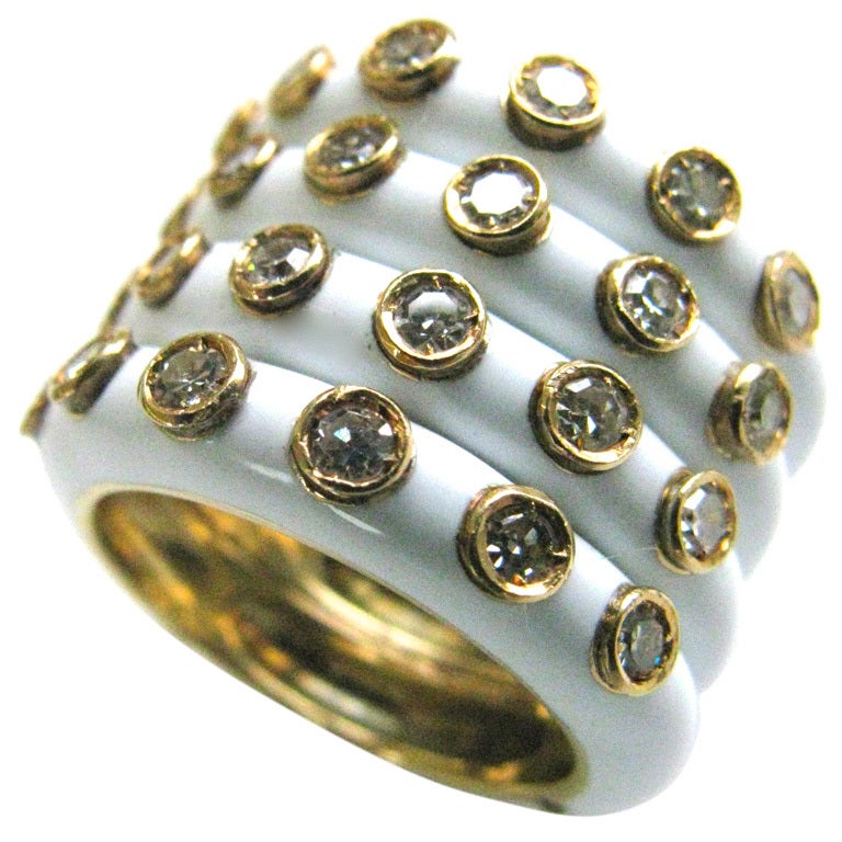 CHRISTIAN DIOR, A Gold, Enamel and Diamond Band Ring at 1stdibs