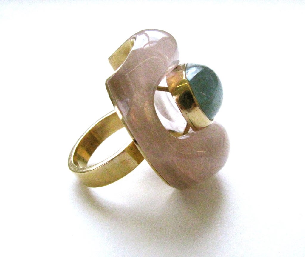 SEAMAN SCHEPPS A Rose Quartz and Aquamarine Ring 1