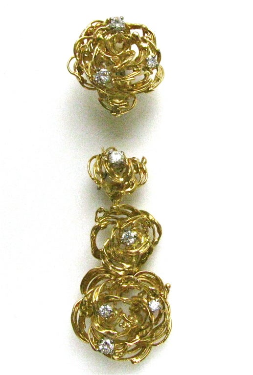 ALAN MARTIN GARD, A Pair of Gold And Diamond Day/ Night Earclips