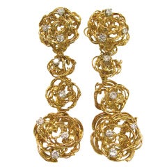 ALAN MARTIN GARD, A Pair of Gold And Diamond Day/ Night Earclips