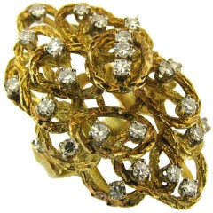 Vintage A Gold and Diamond Ring, Italy Circa 1960
