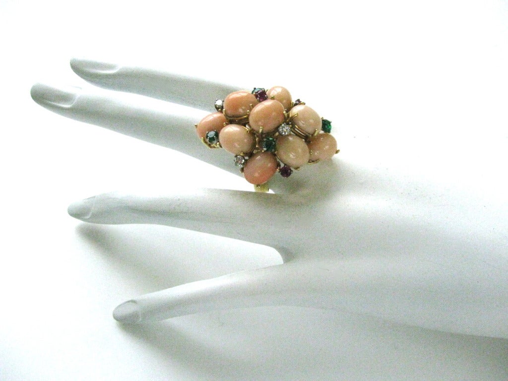 A Coral and Gemstone Cocktail Ring c1960 1