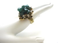 Chatham Man Made Emerald and Gold Cocktail Ring c1960 1