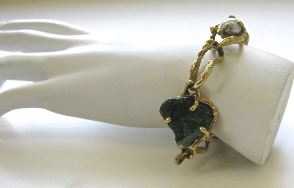 Women's Arthur King Pearl Malachite Gold Bracelet