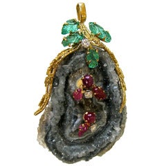 Andrew Grima, An Agate and Gemstone Pendant/brooch 1965