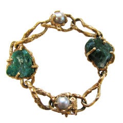 Arthur King Pearl Malachite Bracelet en or